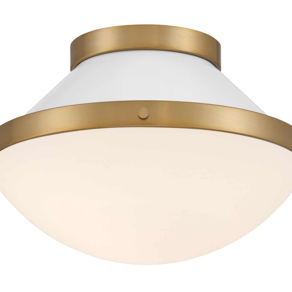 Blair Small Flush Mount 12", White and Brass
