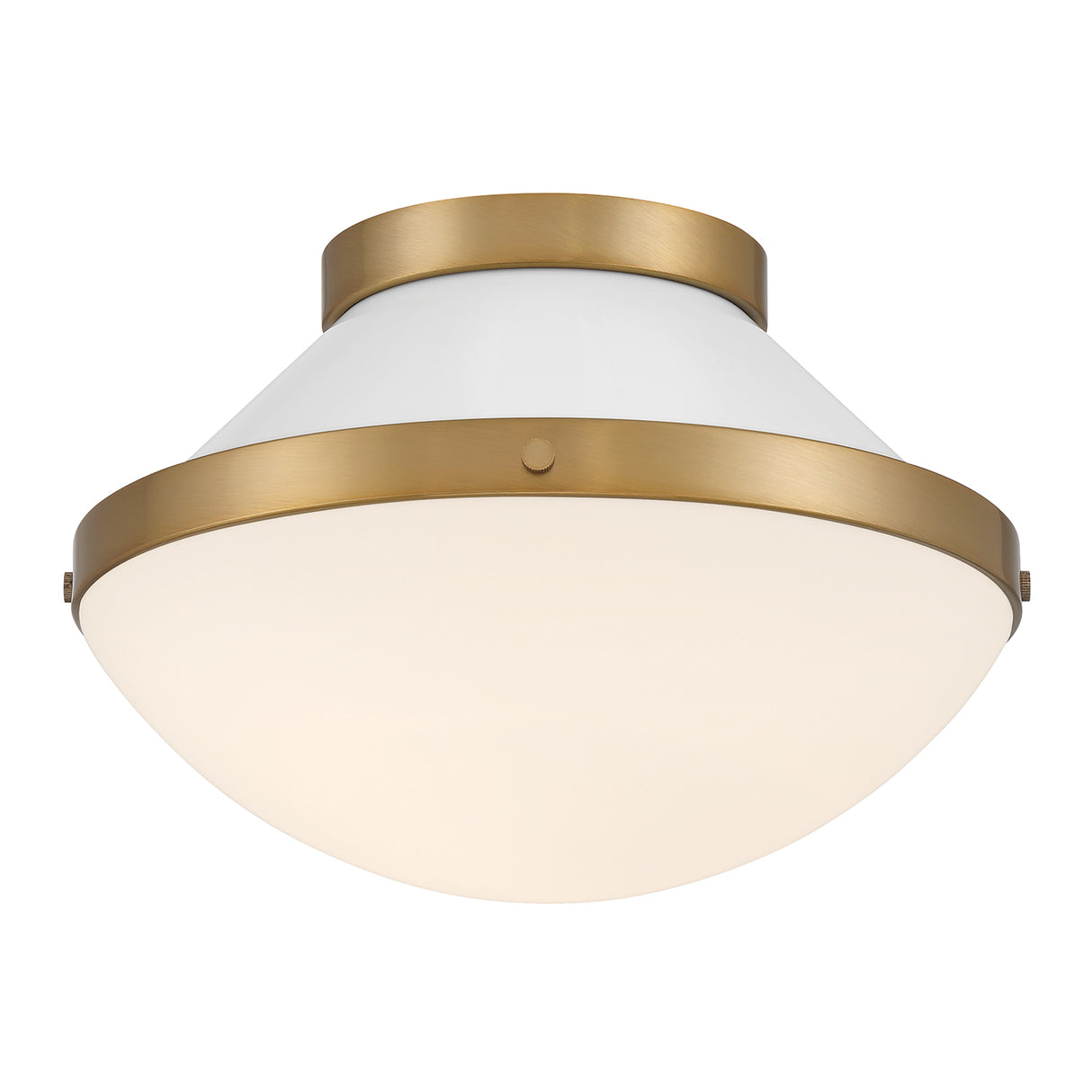 Blair Flush Mount 12", White and Brass