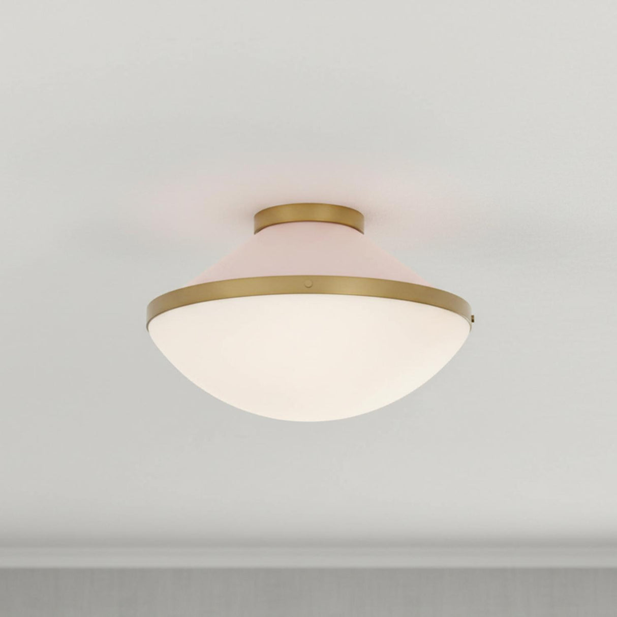 Blair Medium Flush Mount 16", Rose Quartz and Brass