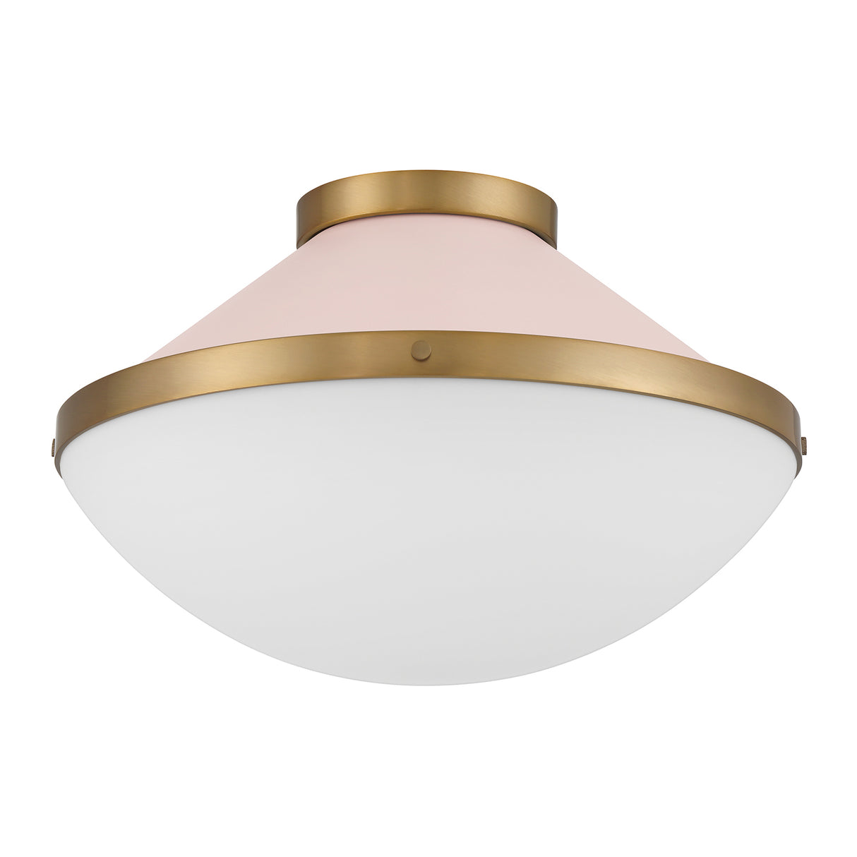 Blair Flush Mount 16", Rose Quartz and Brass