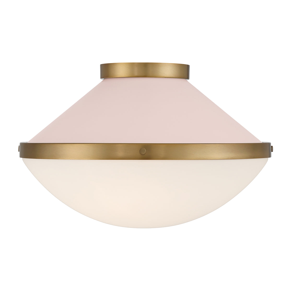 Blair Flush Mount 16", Rose Quartz and Brass