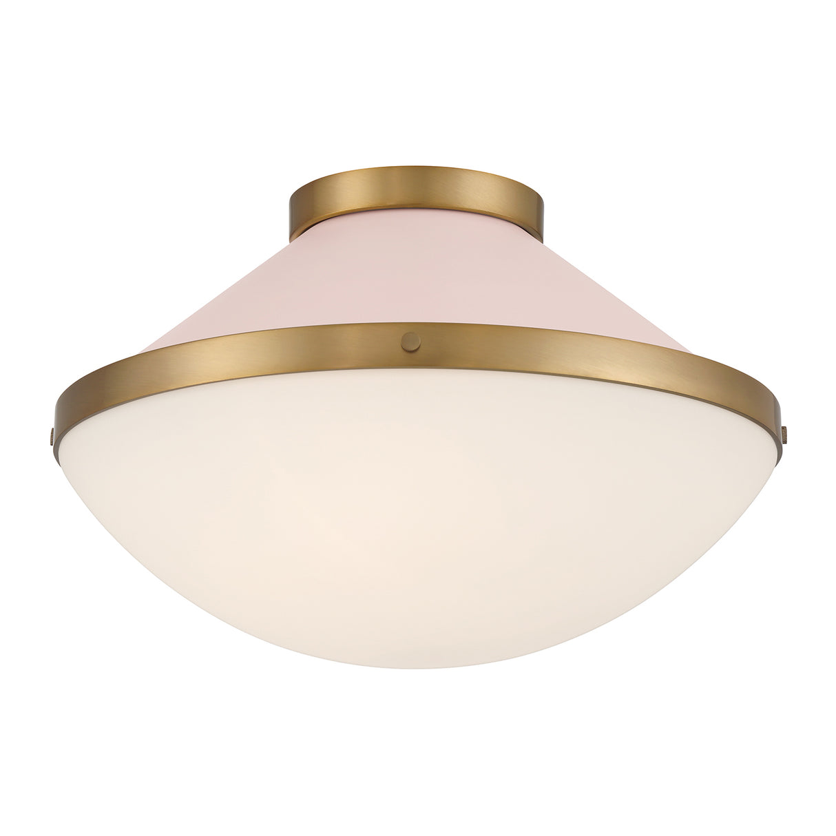 Blair Flush Mount 16", Rose Quartz and Brass