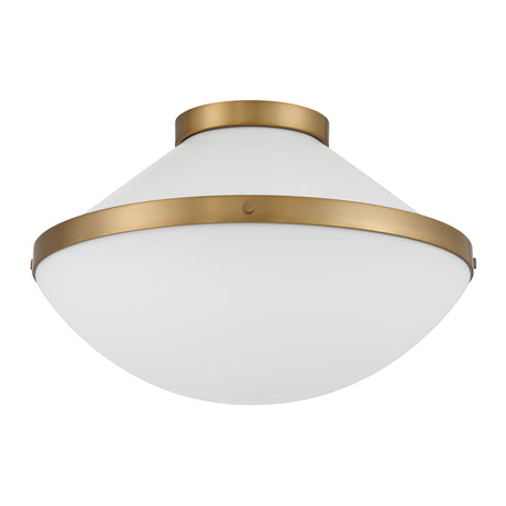 Blair Flush Mount 16", White and Brass