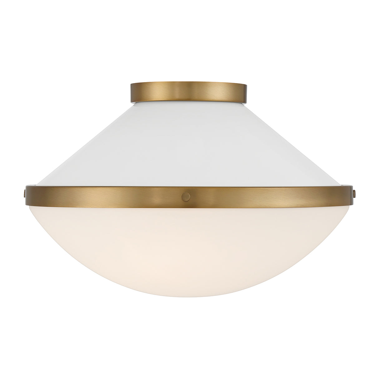 Blair Medium Flush Mount 16", White and Brass