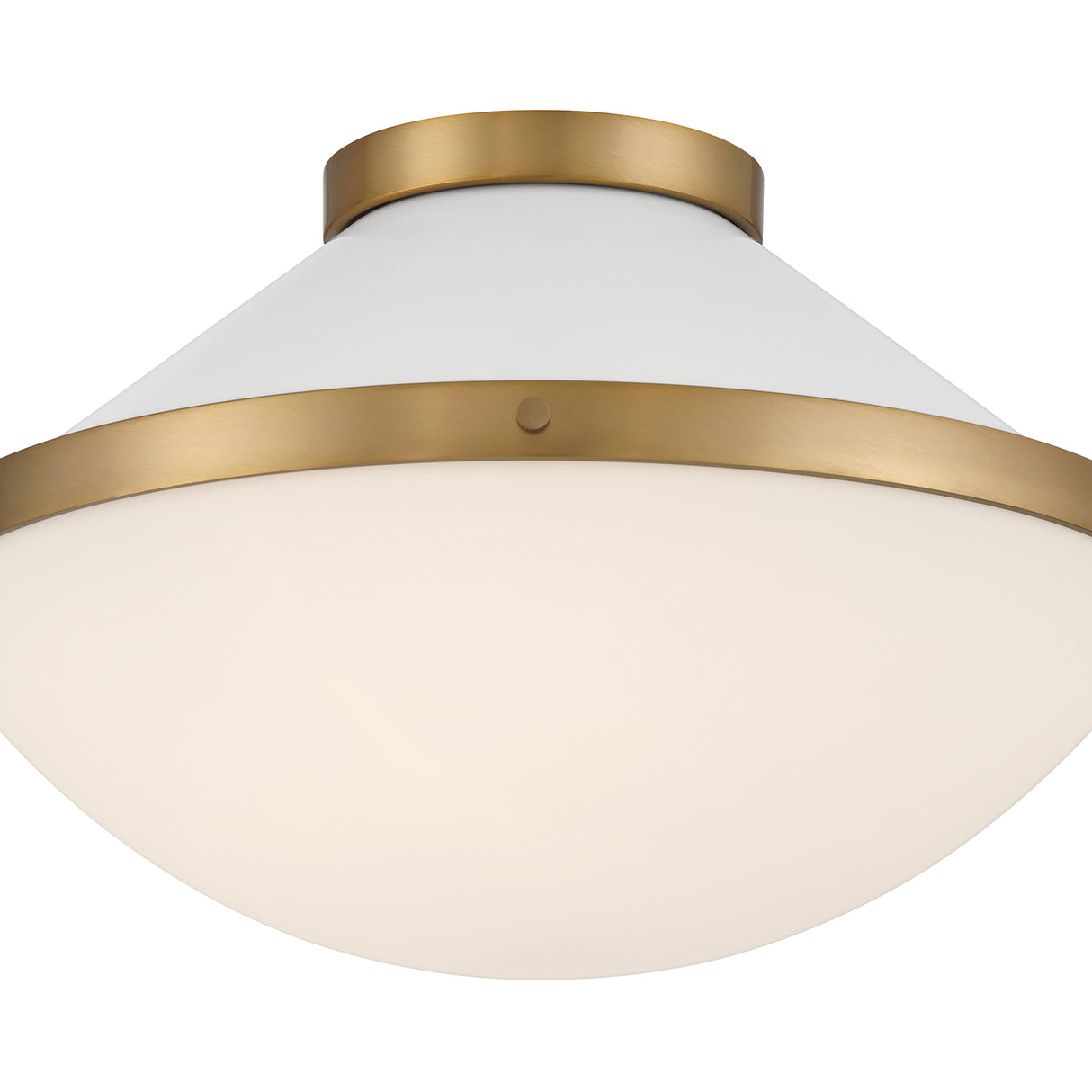 Blair Medium Flush Mount 16", White and Brass