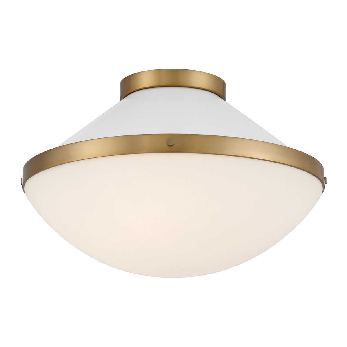 Blair Flush Mount 16", White and Brass