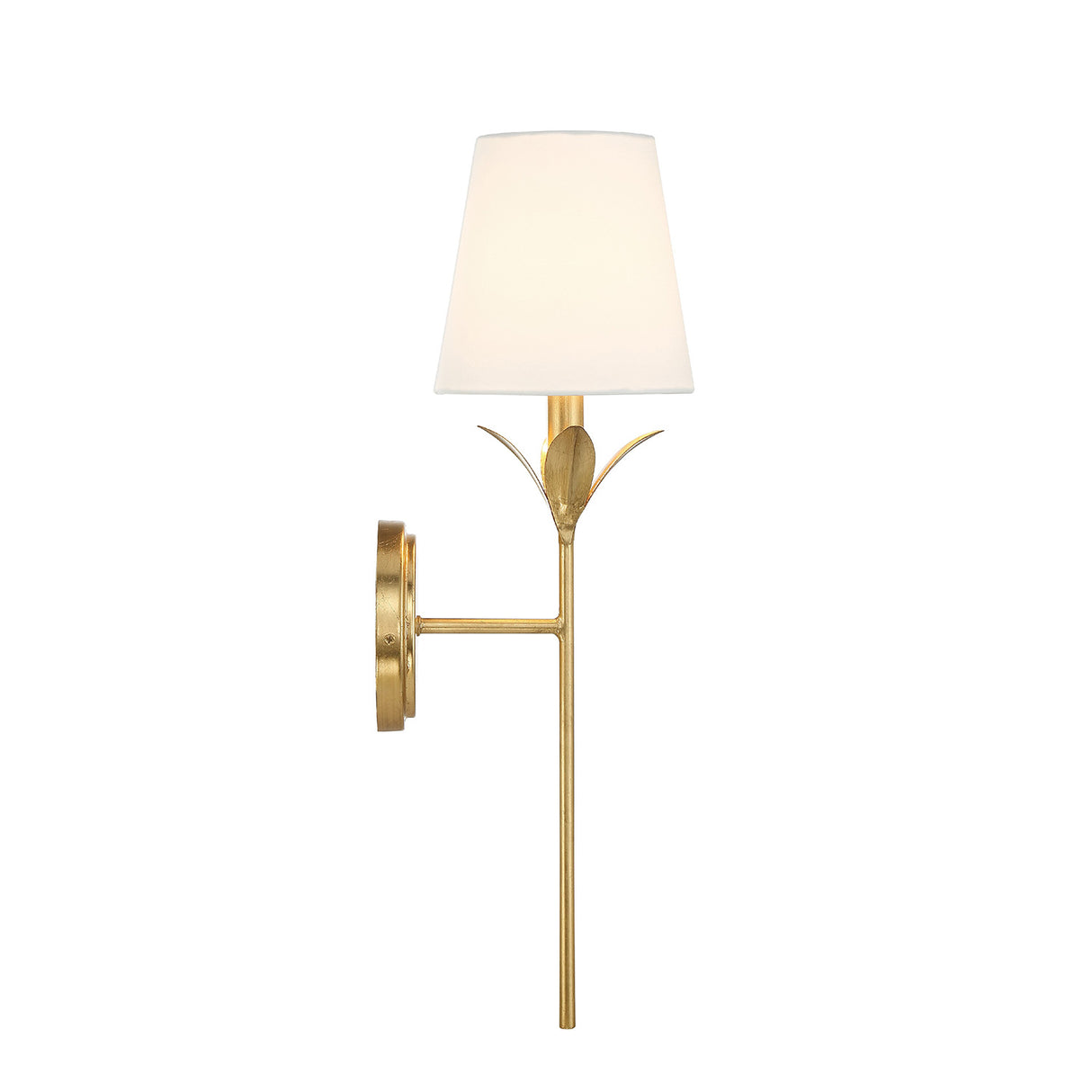 Alice Single Wall Sconce 21", Antique Gold and Silk Shade