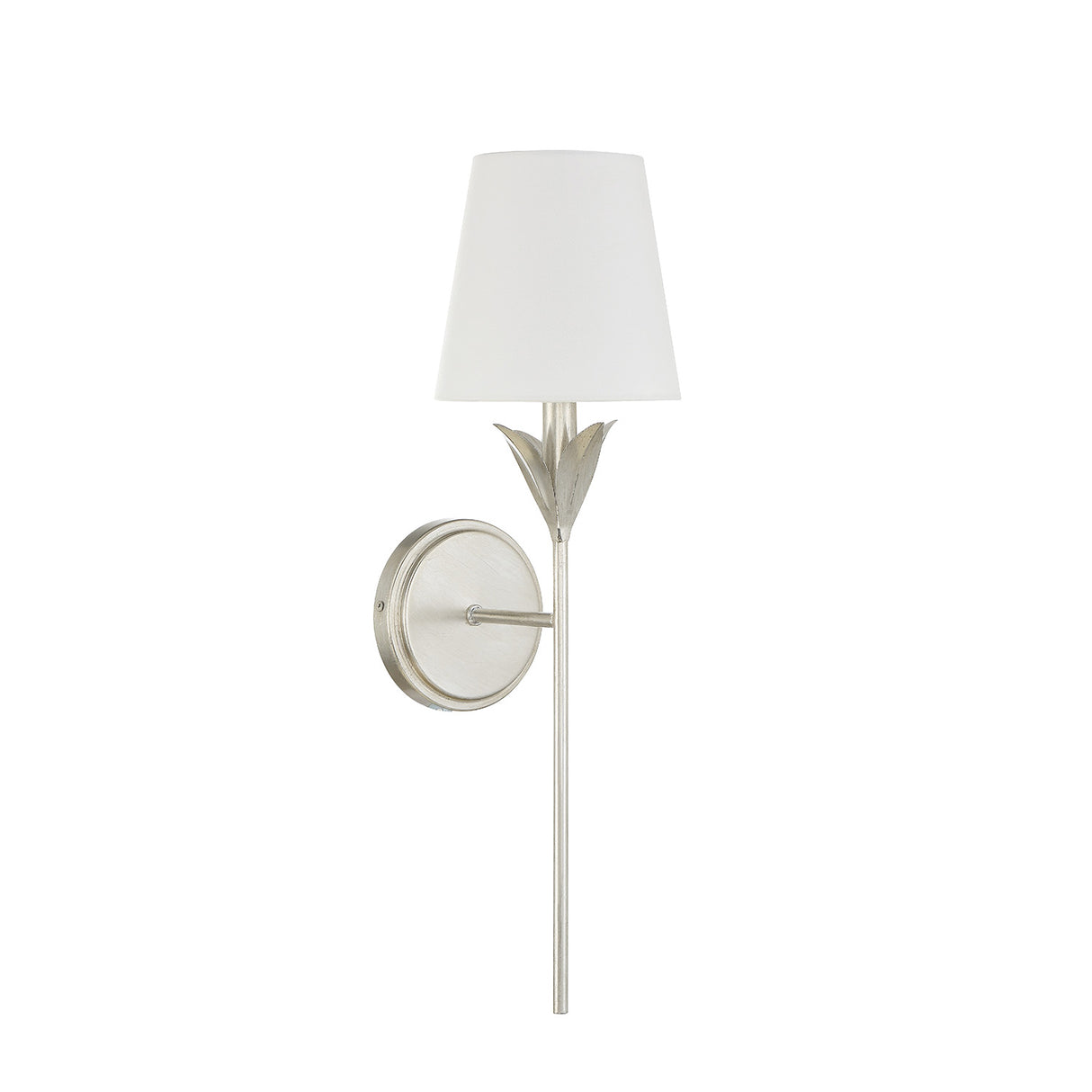 Alice Single Wall Sconce 21", Antique Silver and Silk Shade