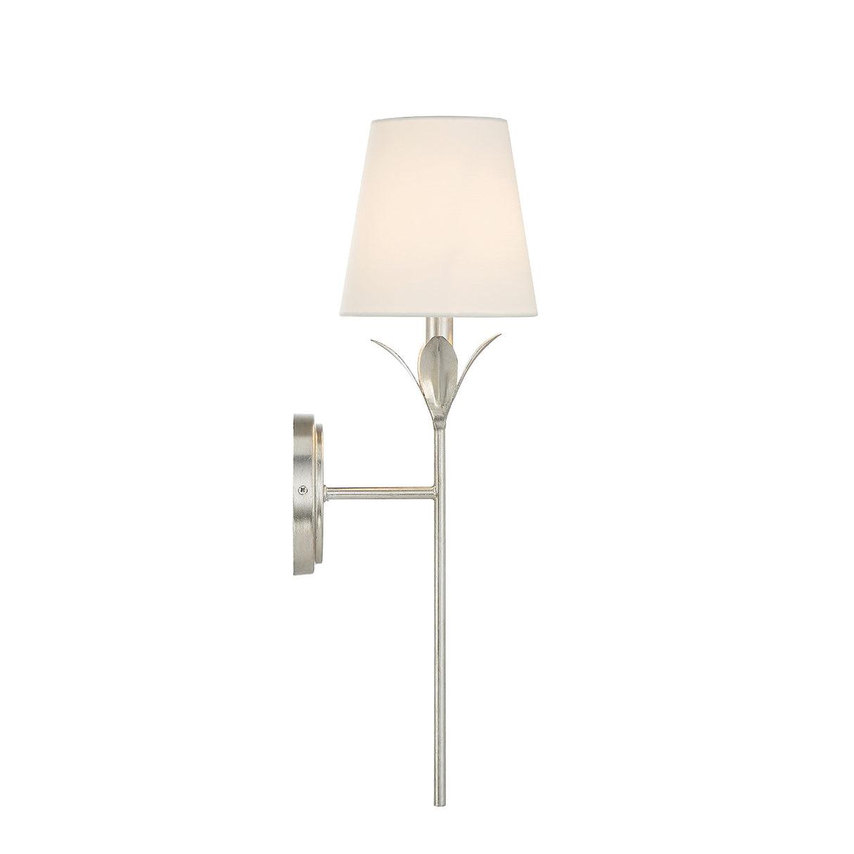 Alice Single Wall Sconce 21", Antique Silver and Silk Shade