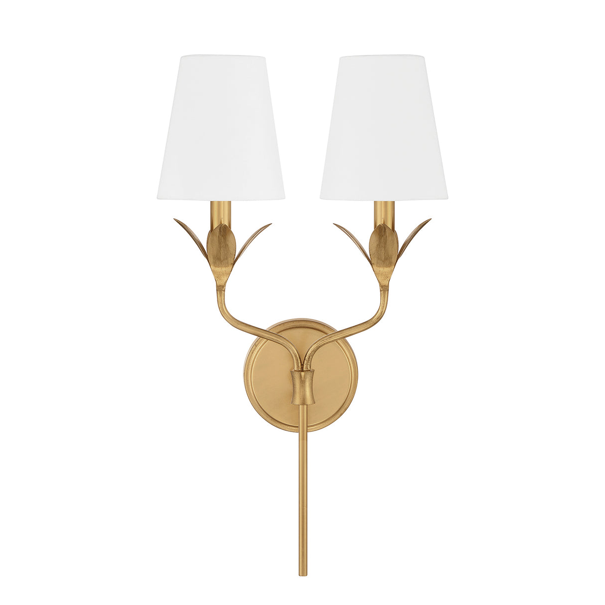 Alice Double Wall Sconce 21", Antique Gold and Silk Shade