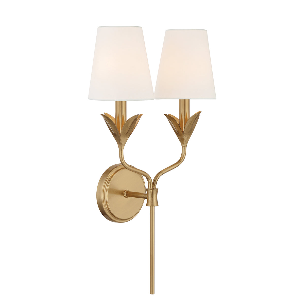 Alice Double Wall Sconce 21", Antique Gold and Silk Shade