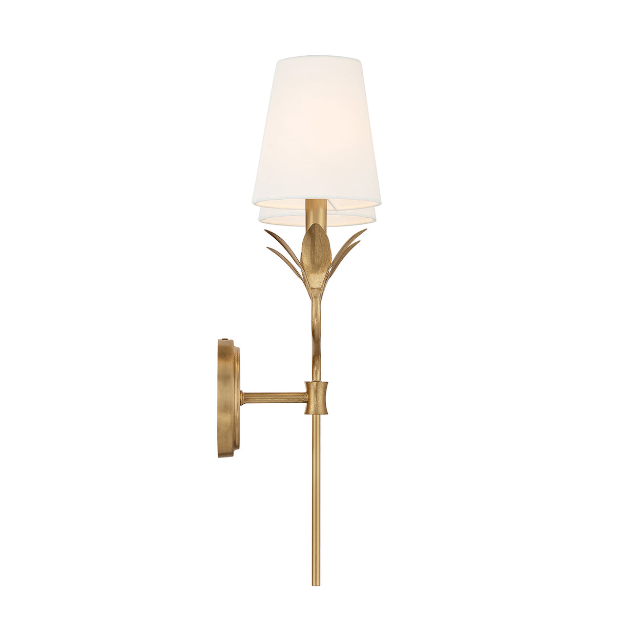 Alice Double Wall Sconce 21", Antique Gold and Silk Shade