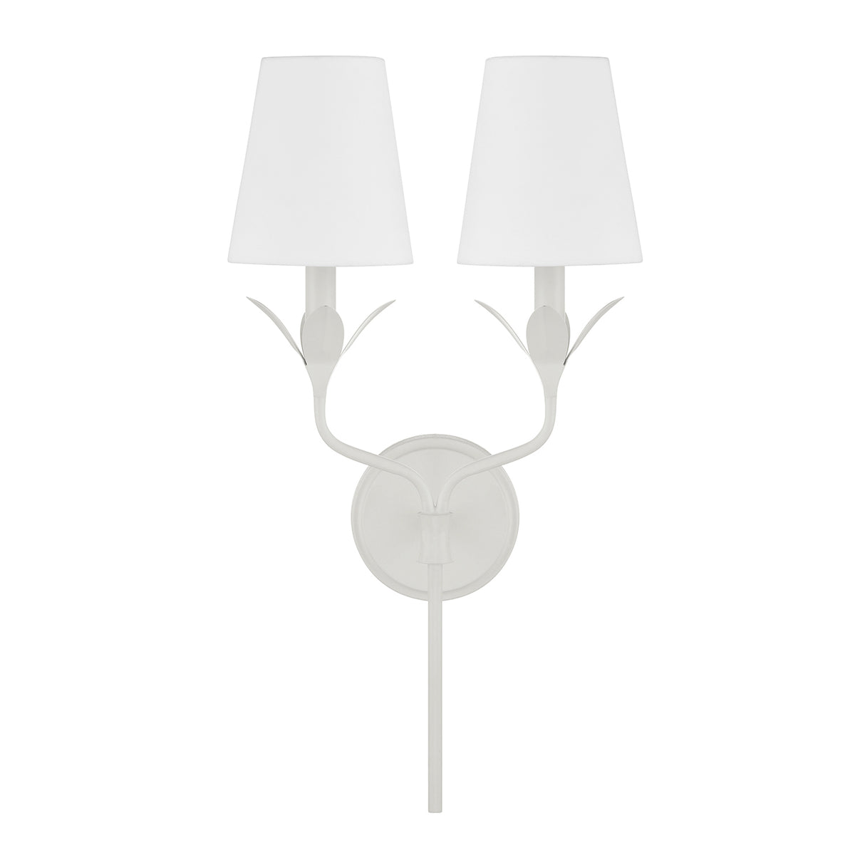 Alice Double Wall Sconce 21", Matte White and Silk Shade