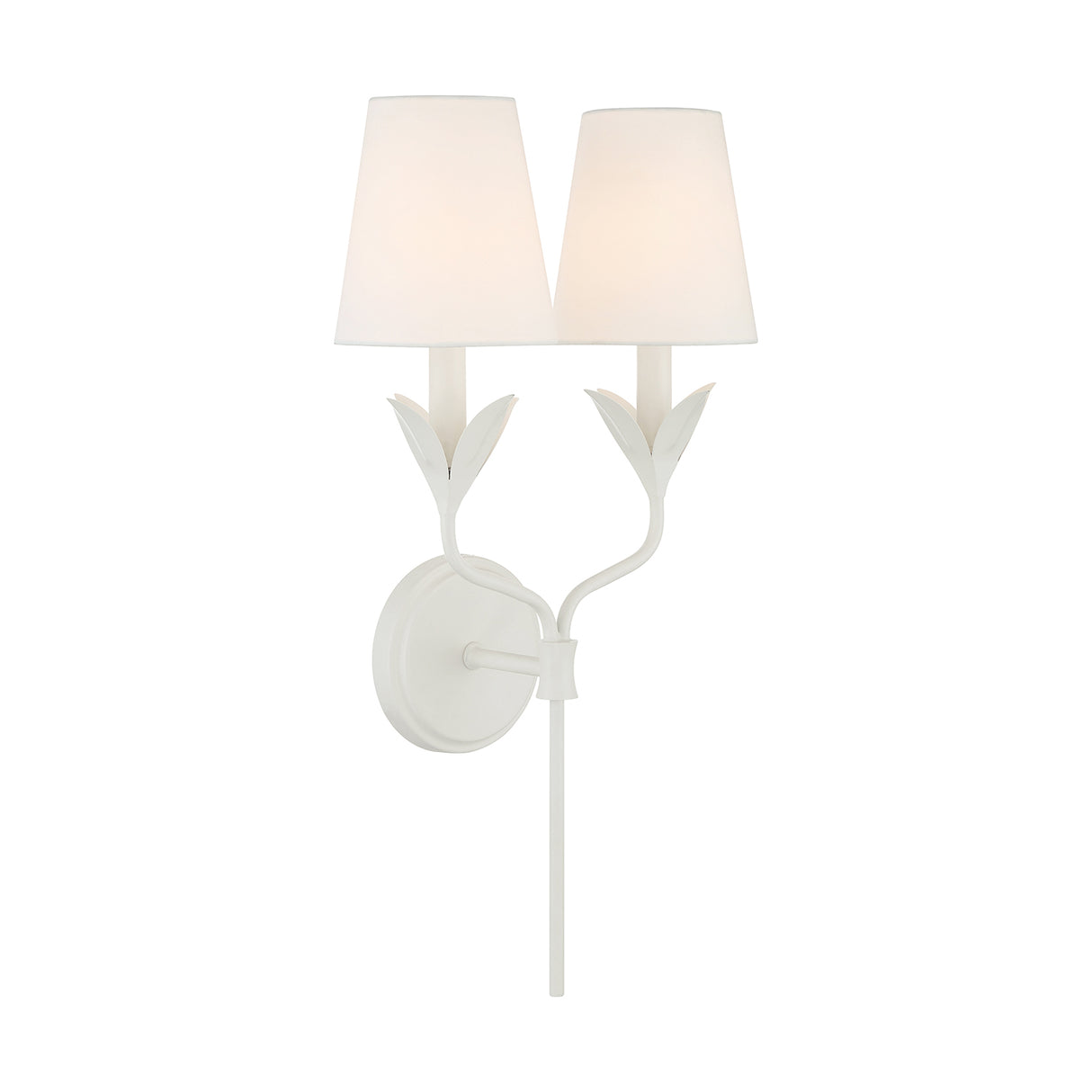 Alice Double Wall Sconce 21", Matte White and Silk Shade