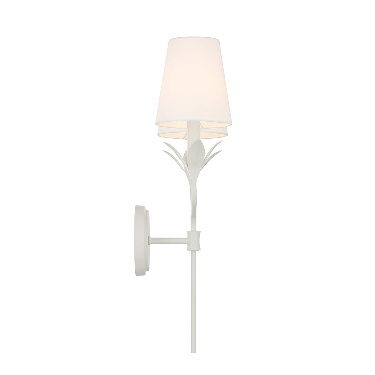Alice Double Wall Sconce 21", Matte White and Silk Shade