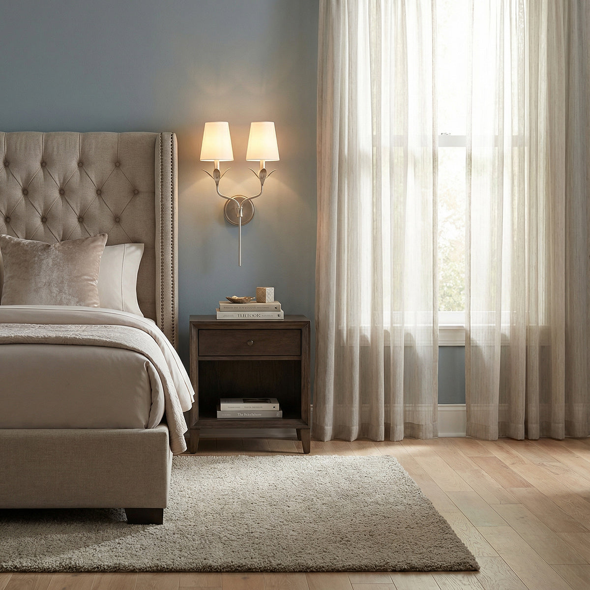 Alice Double Wall Sconce 21" for Transitional home with Blue Walls