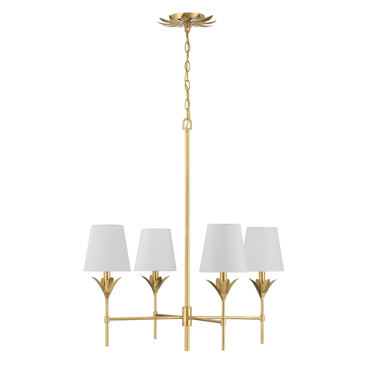 Alice 4 Light Chandelier 28", Antique Gold