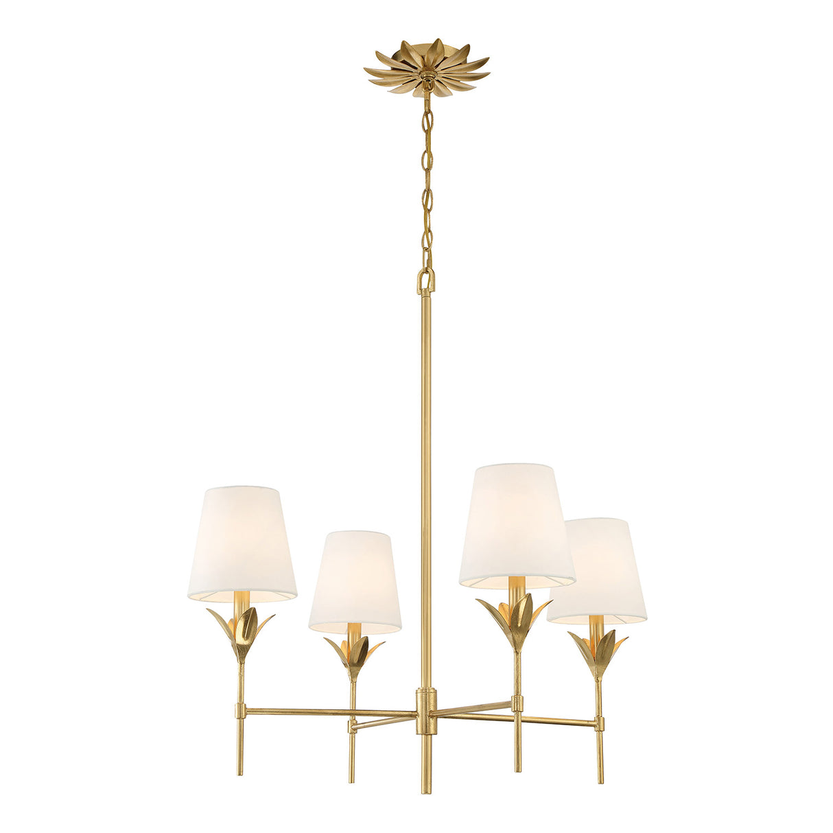 Alice 4 Light Chandelier 28", Antique Gold