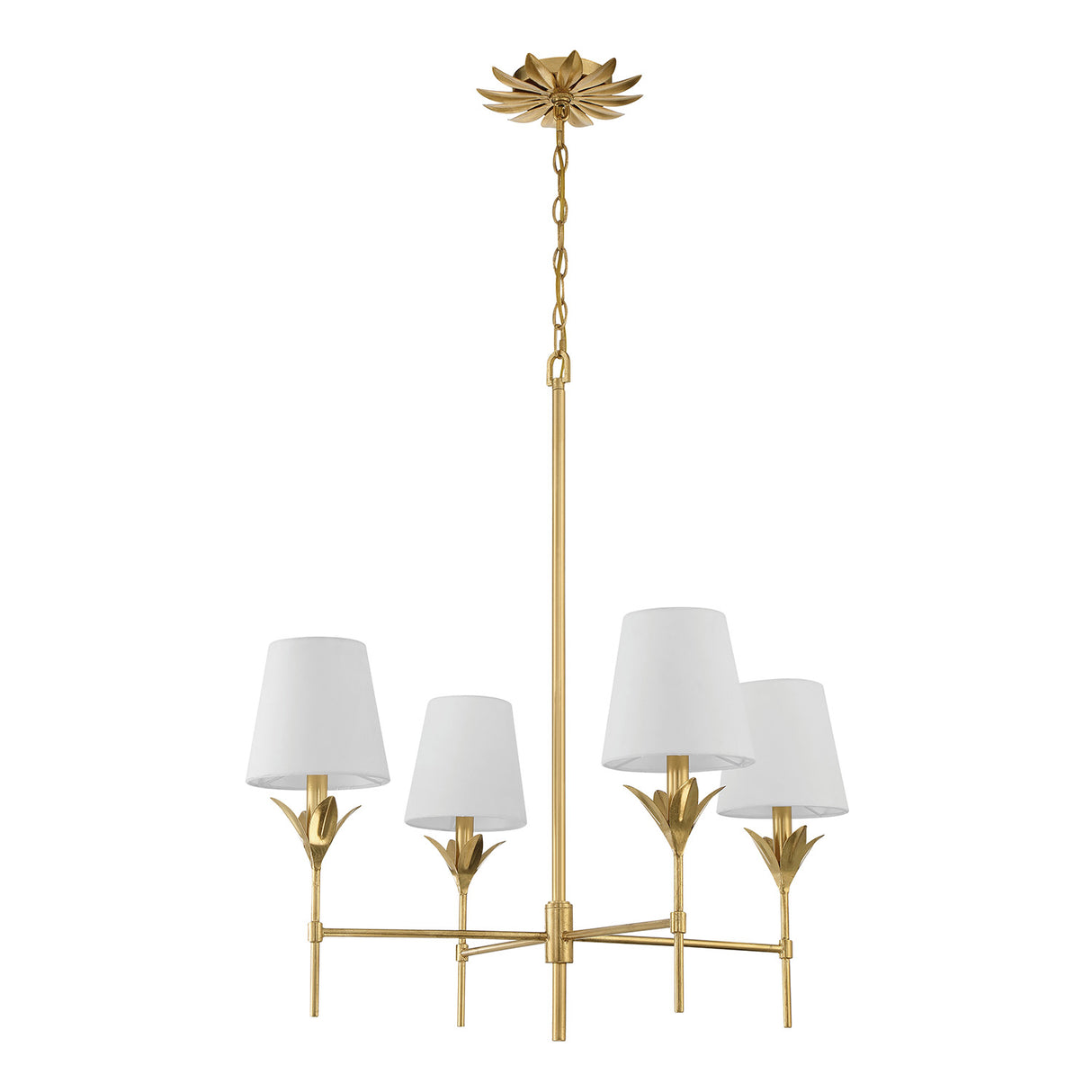 Alice 4 Light Chandelier 28", Antique Gold