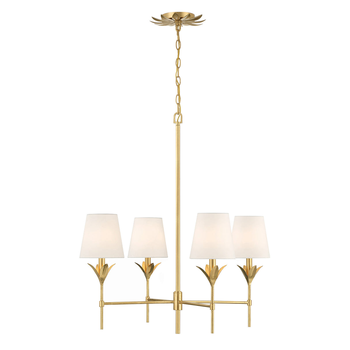 Alice 4 Light Chandelier 28", Antique Gold