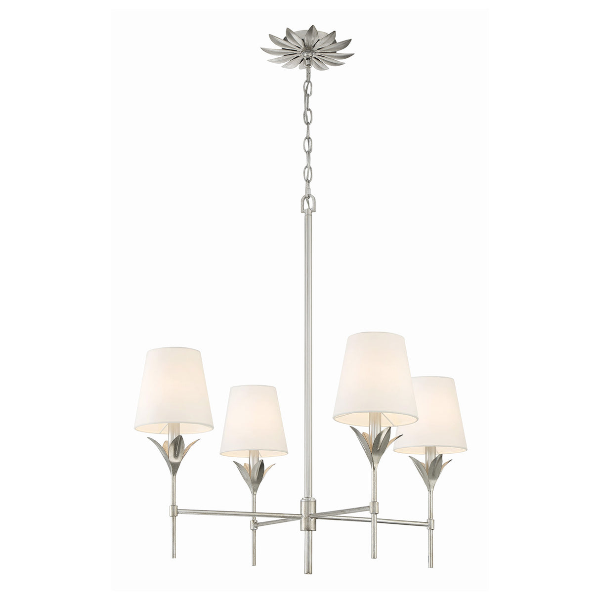 Alice 4 Light Chandelier 28", Antique Silver