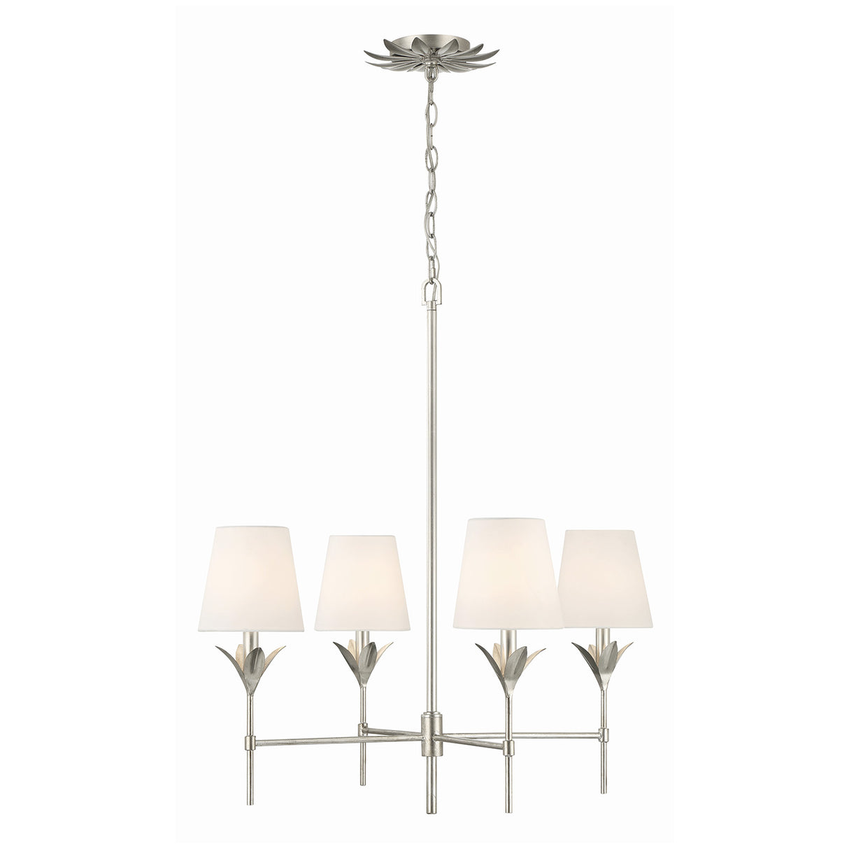 Alice 4 Light Chandelier 28", Antique Silver