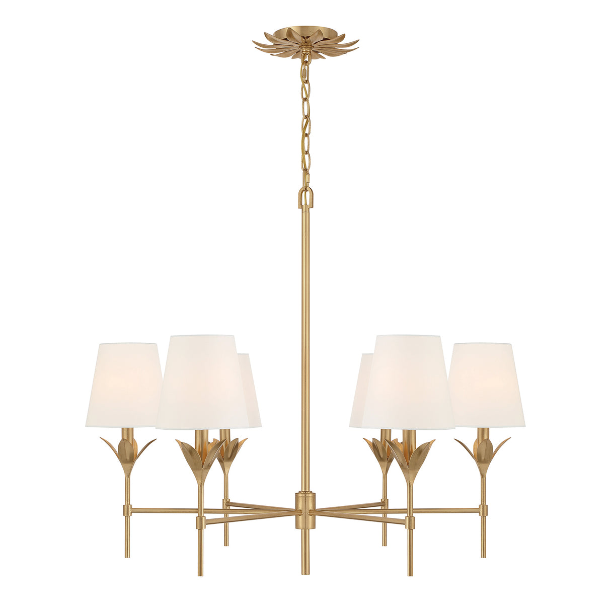 Alice 6 Light Chandelier 32", Antique Gold