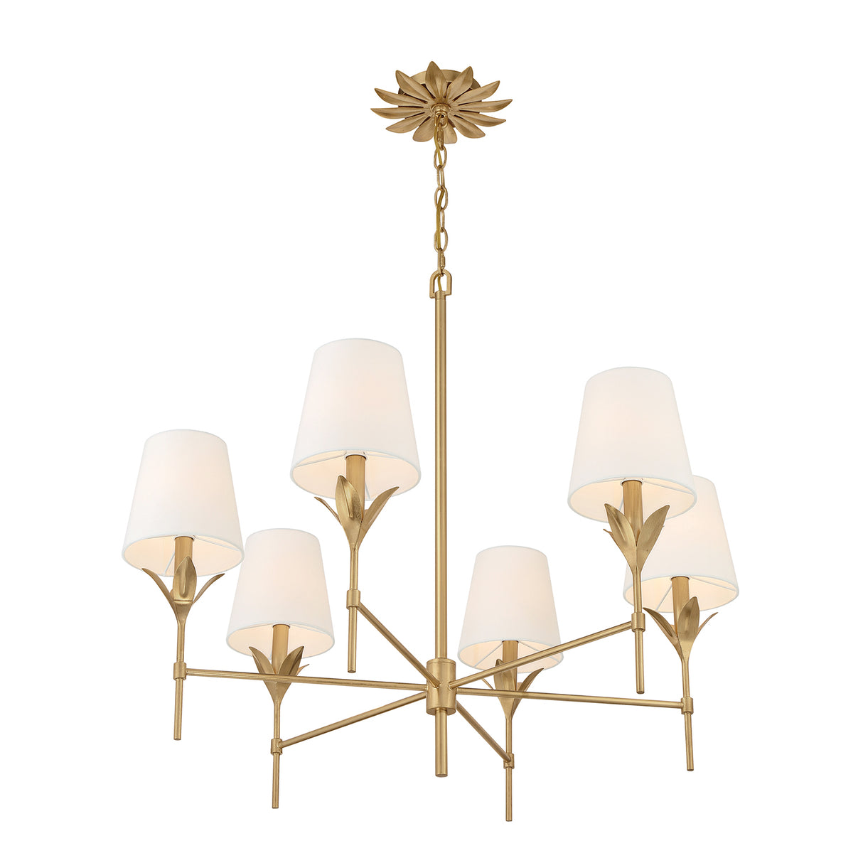 Alice 6 Light Chandelier 32", Antique Gold