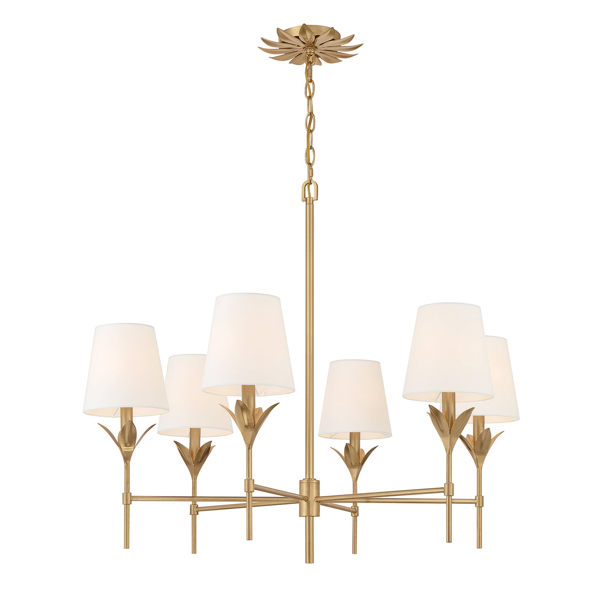 Alice 6 Light Chandelier 32", Antique Gold