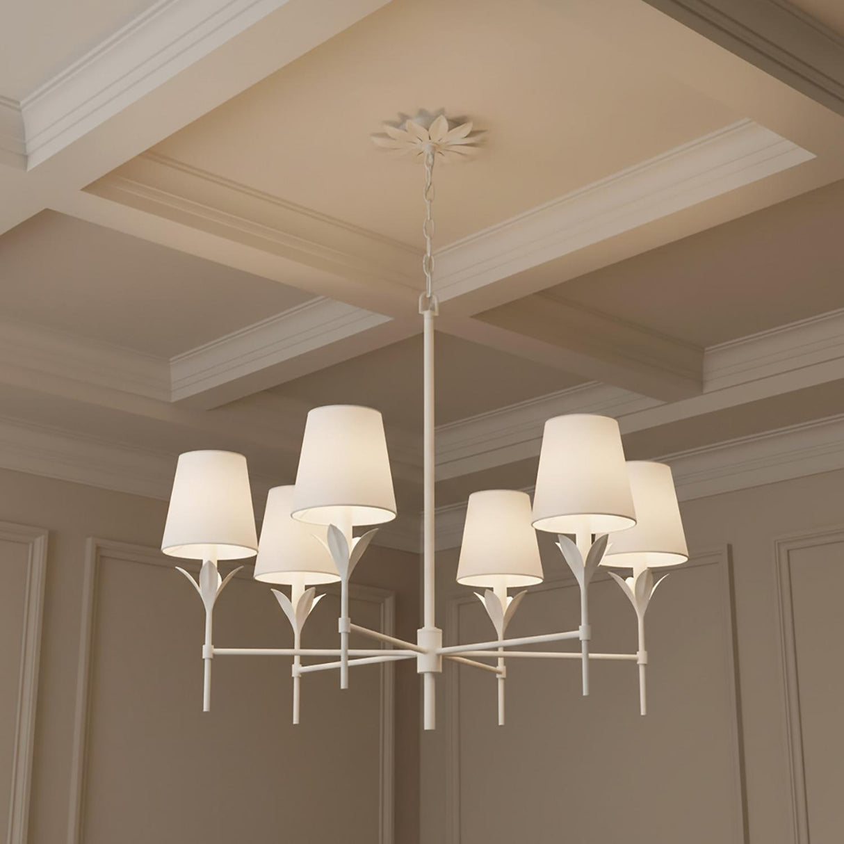 Alice 6 Light Chandelier 32", Matte White