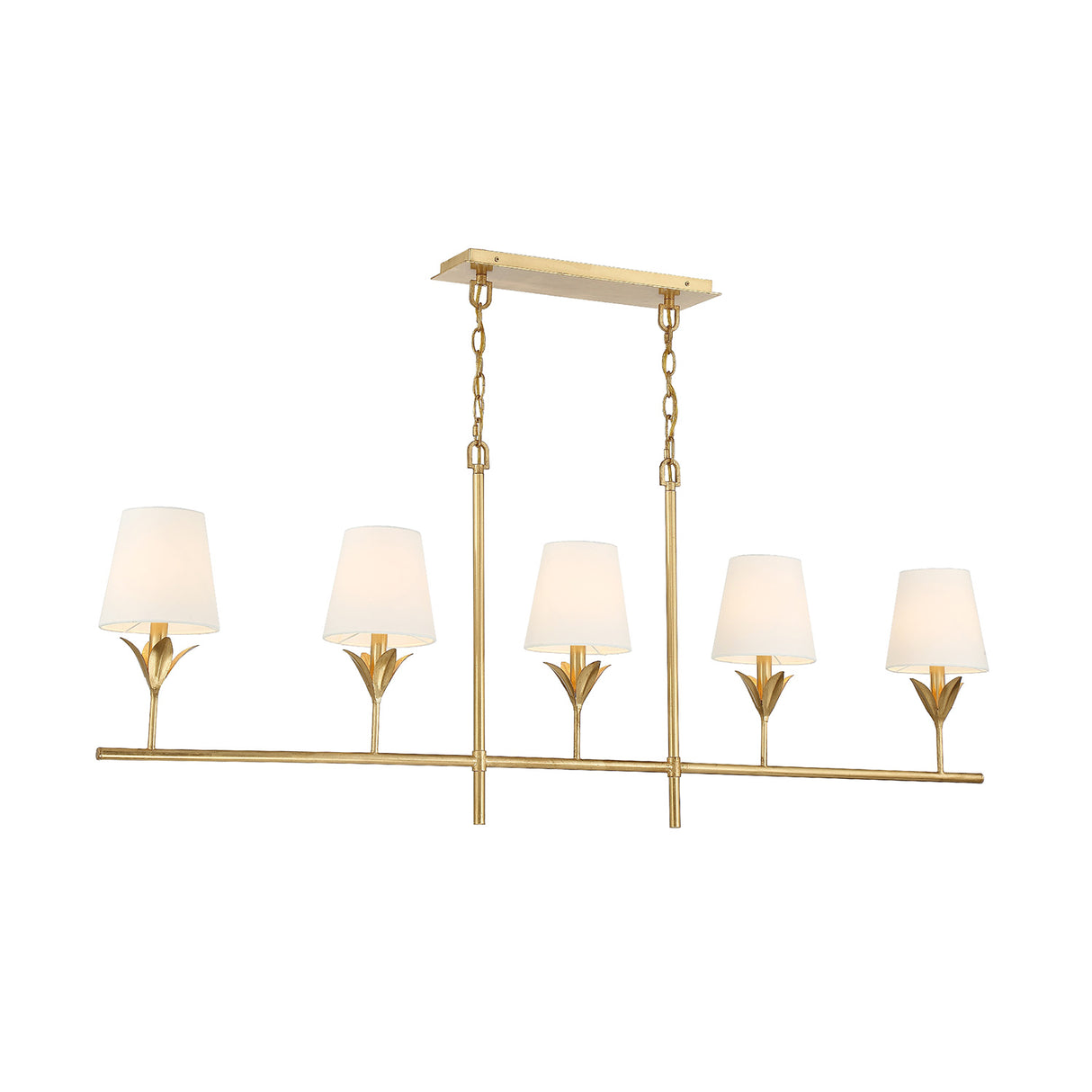 Alice 5 Light Linear Chandelier 53", Antique Gold