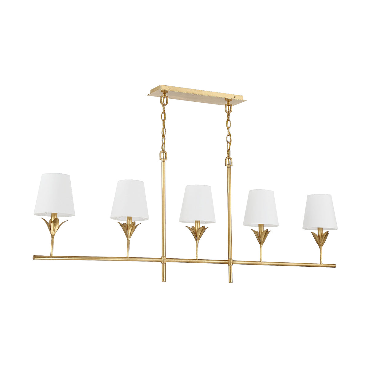 Alice 5 Light Linear Chandelier 53", Antique Gold