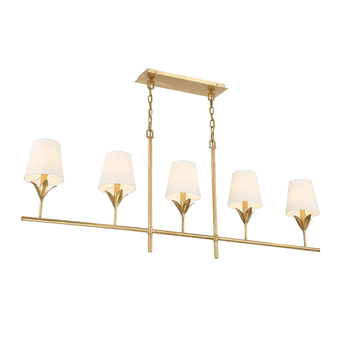 Alice 5 Light Linear Chandelier 53", Antique Gold
