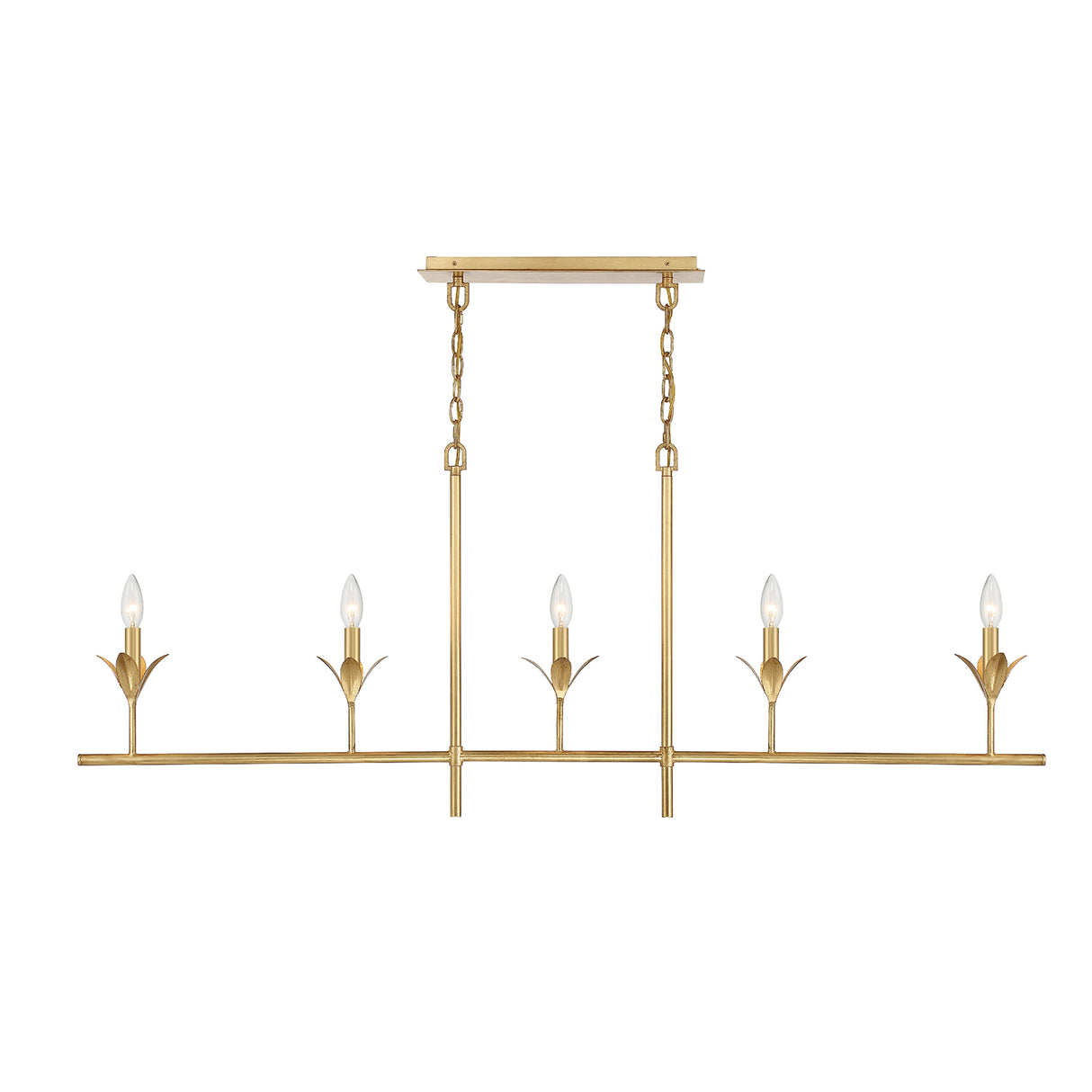 Alice 5 Light Linear Chandelier 53", Antique Gold