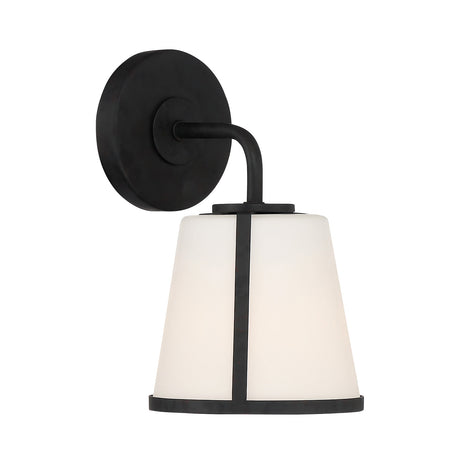 Hoyt Vanity Wall Sconce, Black with Opal Glass
