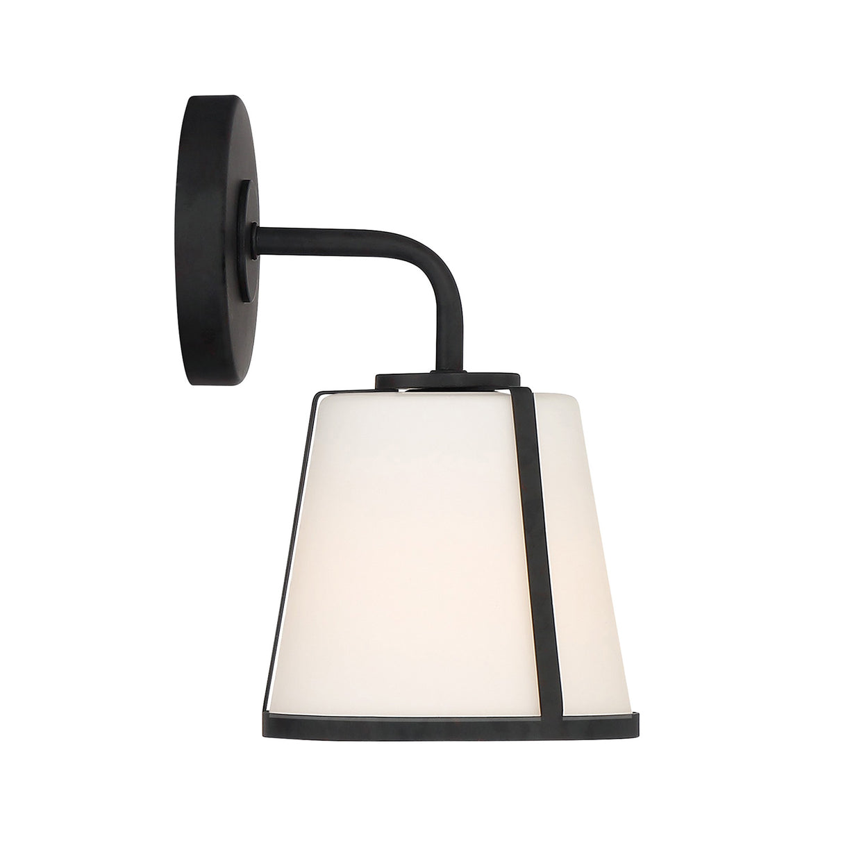 Hoyt Vanity Wall Sconce, Black with Opal Glass
