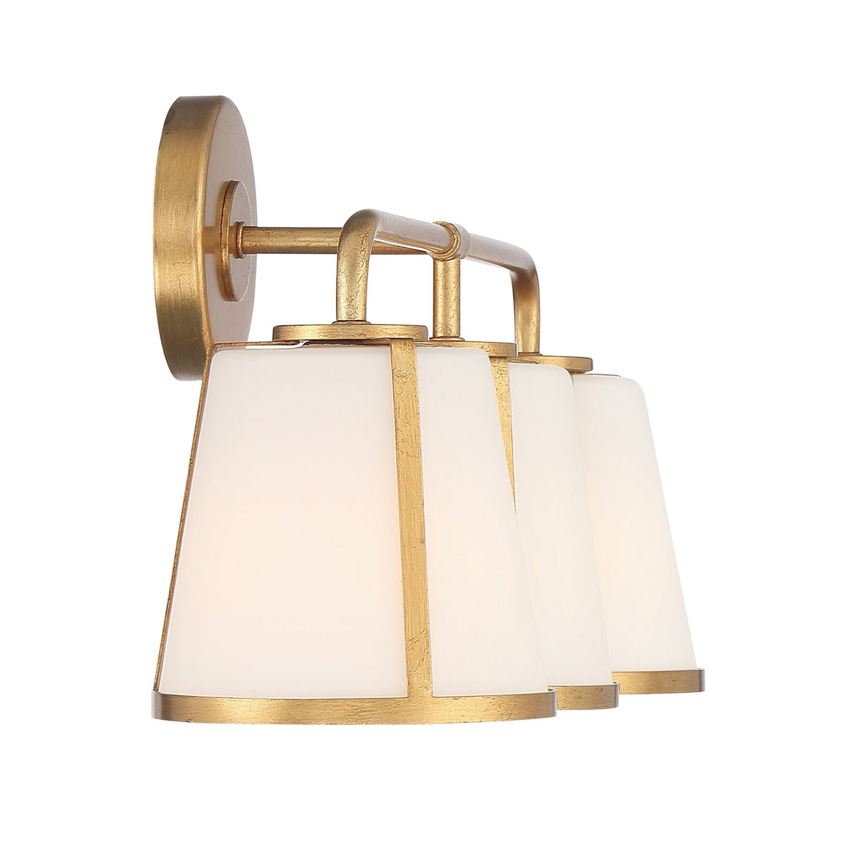 Hoyt 3 Light Vanity, Antique Gold with Opal Glass