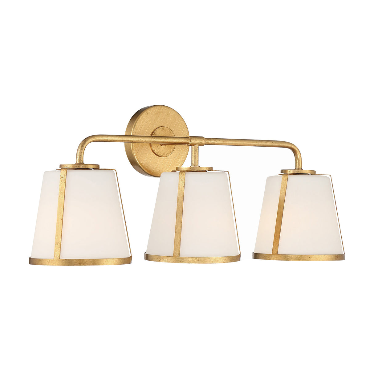 Hoyt 3 Light Vanity, Antique Gold with Opal Glass