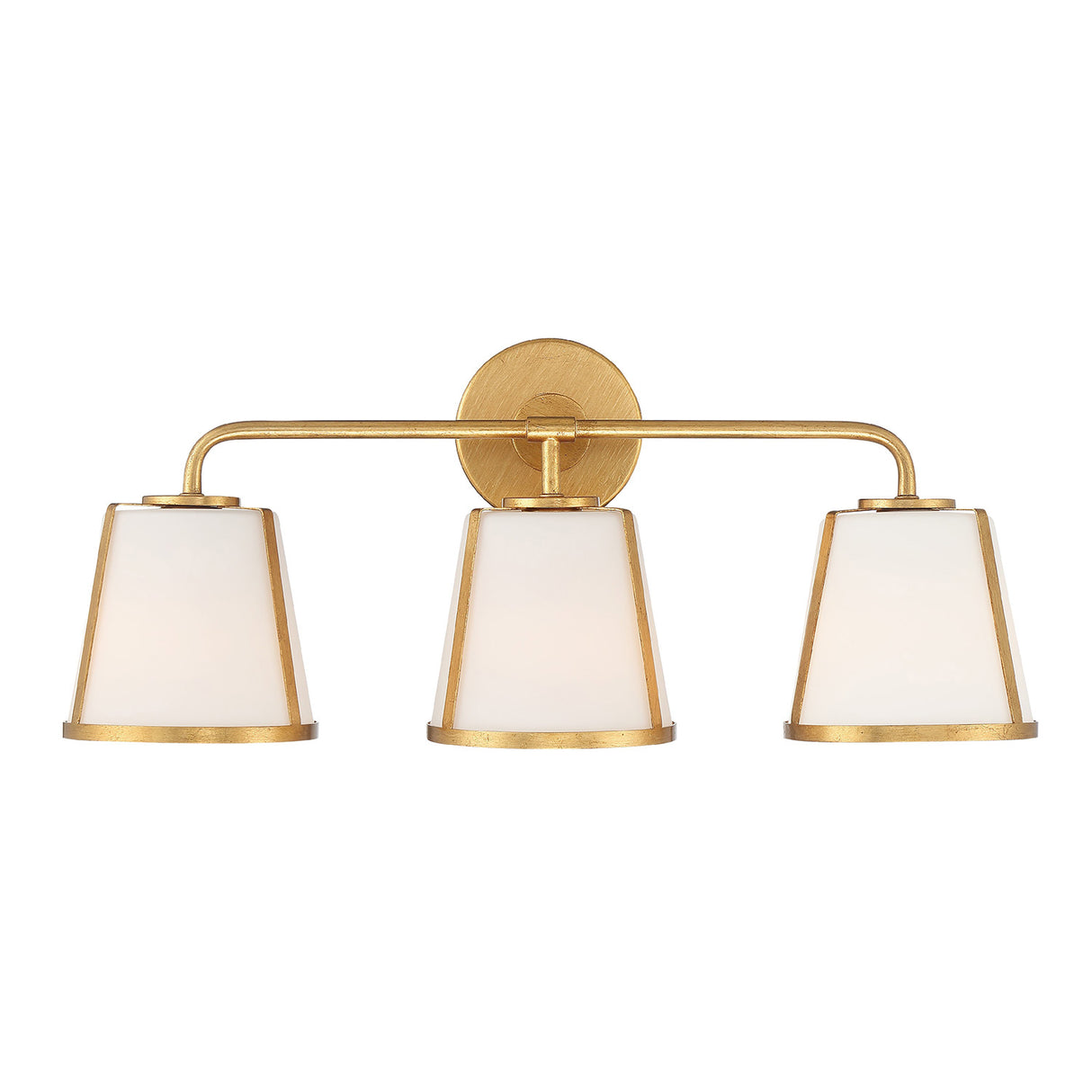 Hoyt 3 Light Vanity, Antique Gold with Opal Glass