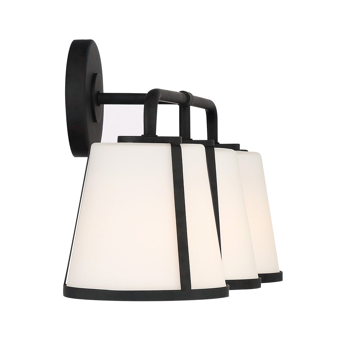 Hoyt 3 Light Vanity, Black with Opal Glass
