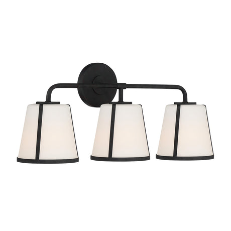 Hoyt 3 Light Vanity, Black with Opal Glass