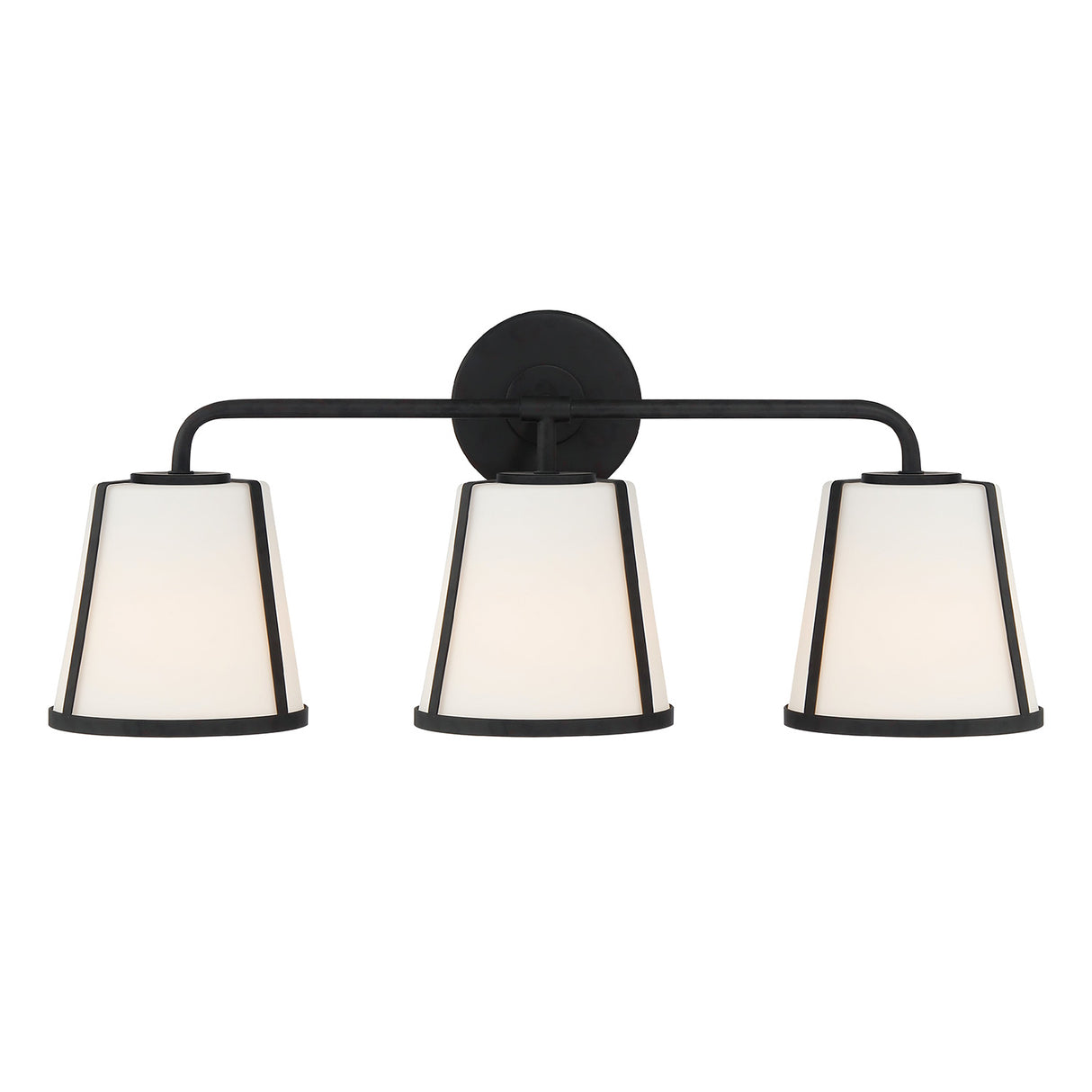 Hoyt 3 Light Vanity, Black with Opal Glass