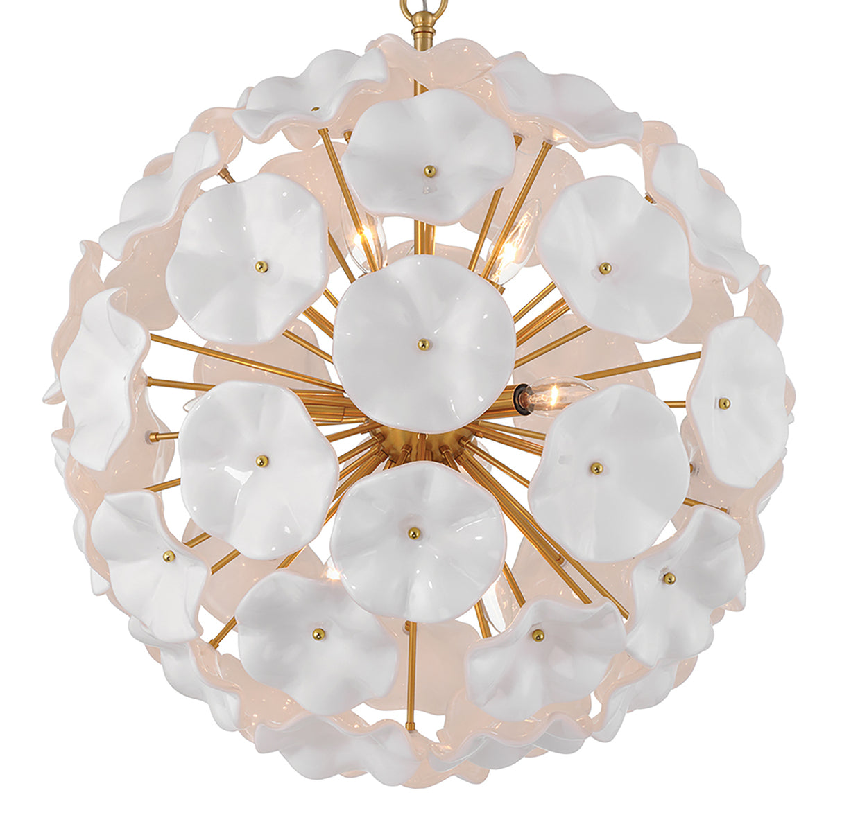 Layla Glass Pendant 22", White