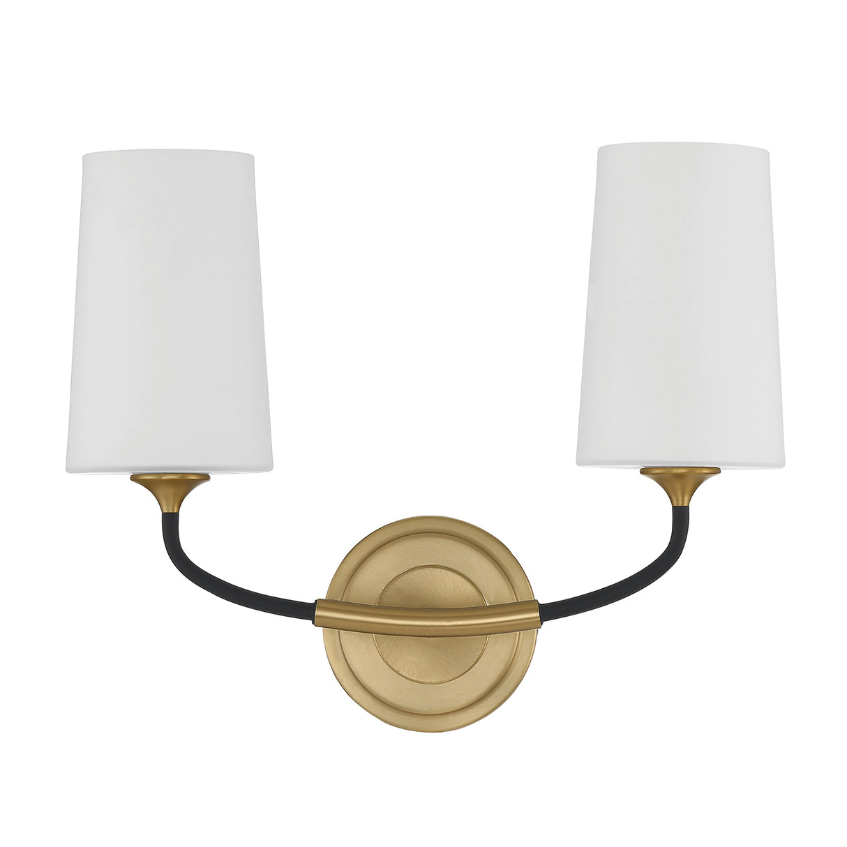 Logan 2 Light Vanity, Black and Brushed Brass