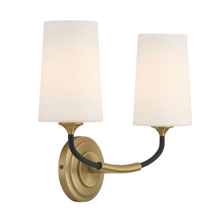 Logan 2 Light Vanity, Black and Brushed Brass