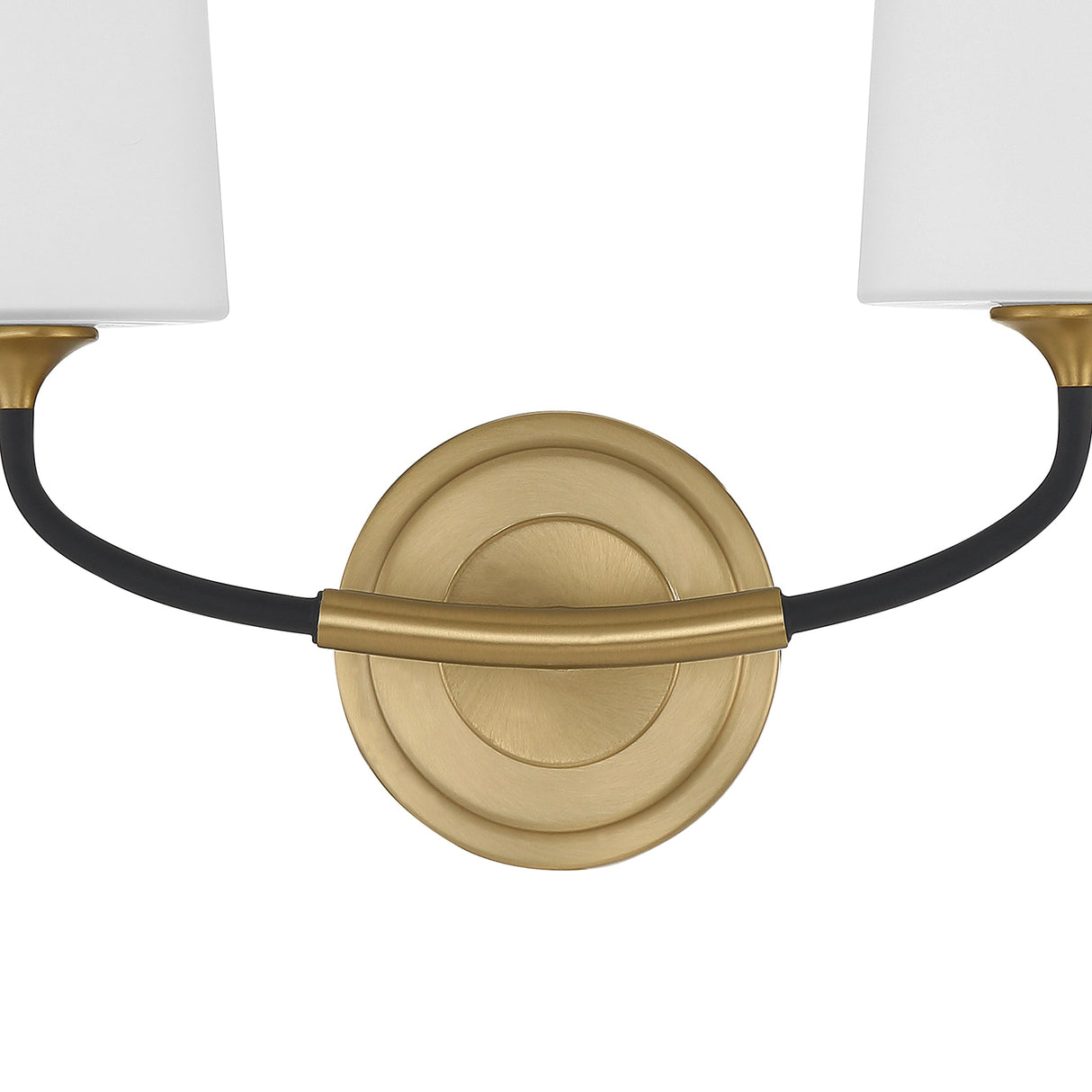 Logan 2 Light Vanity, Black and Brushed Brass