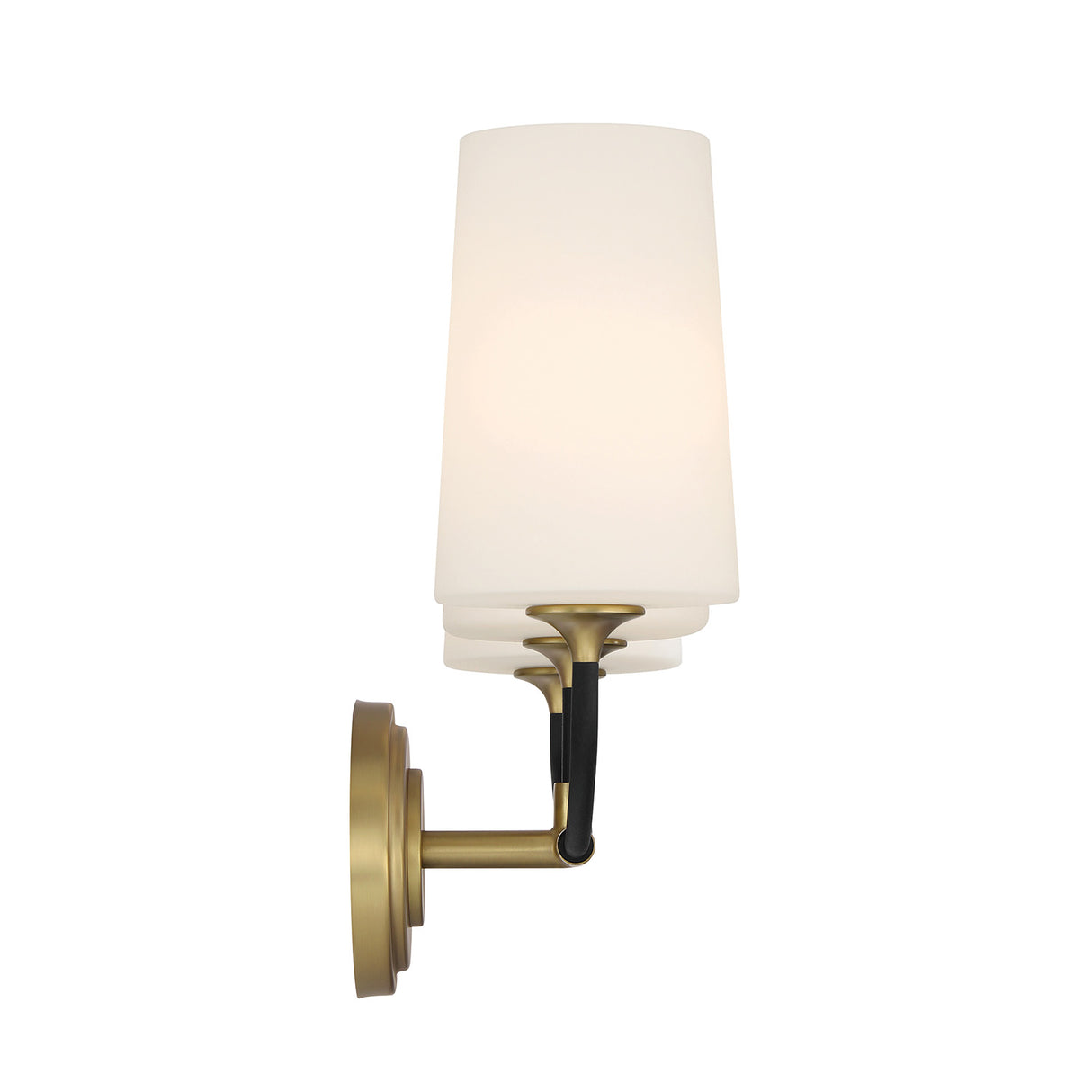 Logan 3 Light Vanity, Black and Brushed Brass