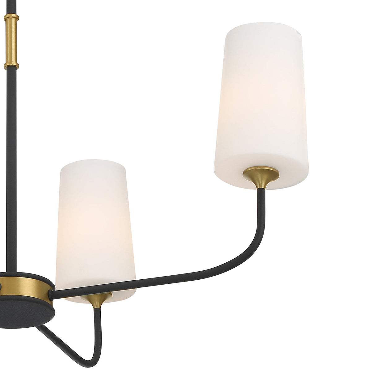 Logan 4 Light Chandelier 29", Black and Brushed Brass