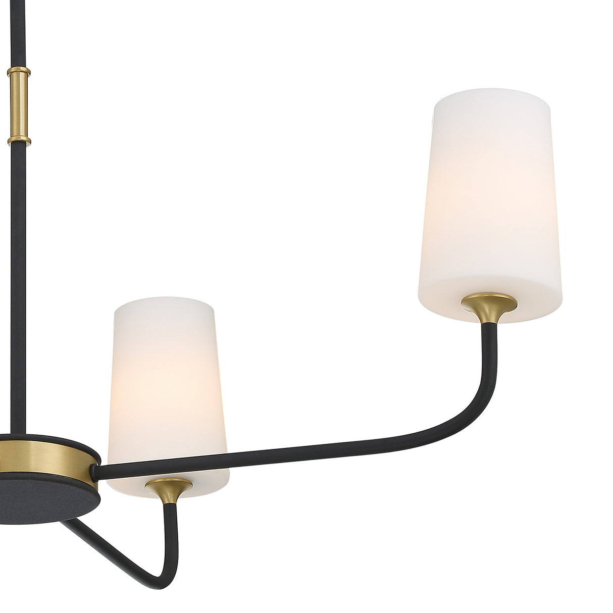 Logan 4 Light Chandelier 34", Black and Brushed Brass