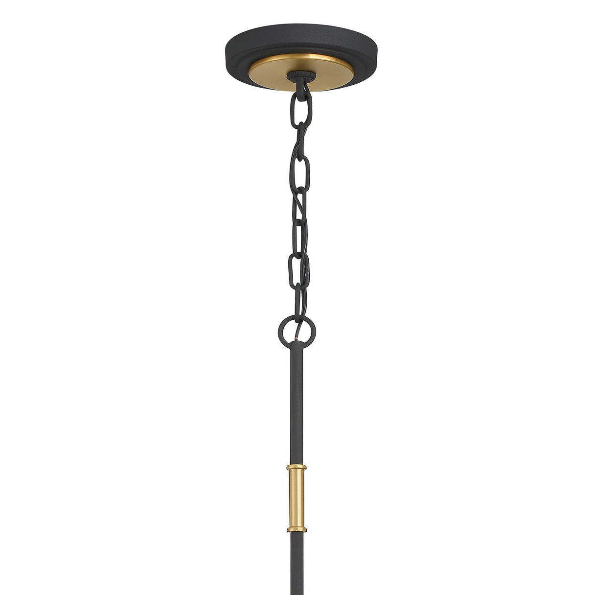 Logan 4 Light Chandelier 34", Black and Brushed Brass